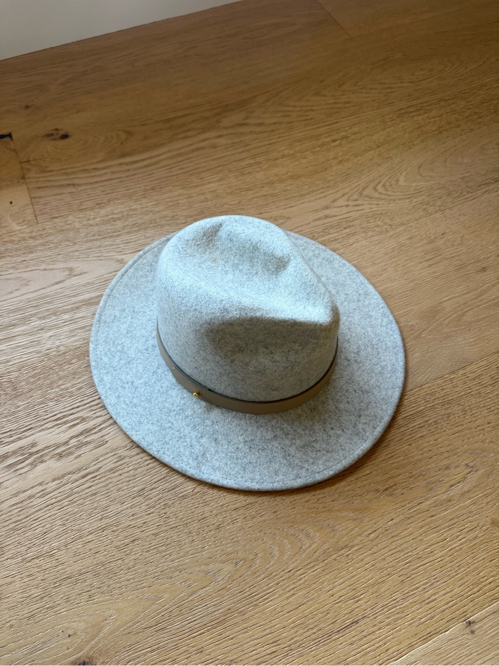 Lack of color Light Gray Wool Fedora Hat with Brown Band